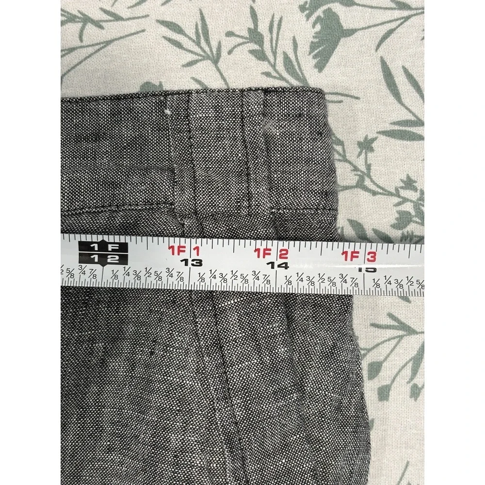Saks Fifth Avenue 100% Linen Shorts Size 4 Gray Tailored Flat Front Summer Beach
